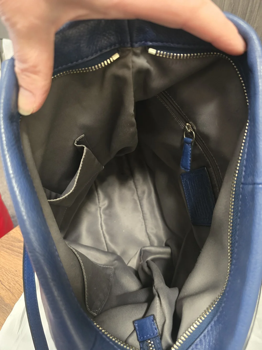 Coach F23224 Blue Pebbled Leather Convertible Shoulder Crossbody Hobo Bag